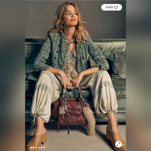 NWT Free People Lotty Jaquard Jacket / Steel Sea XL - Picture 2 of 9